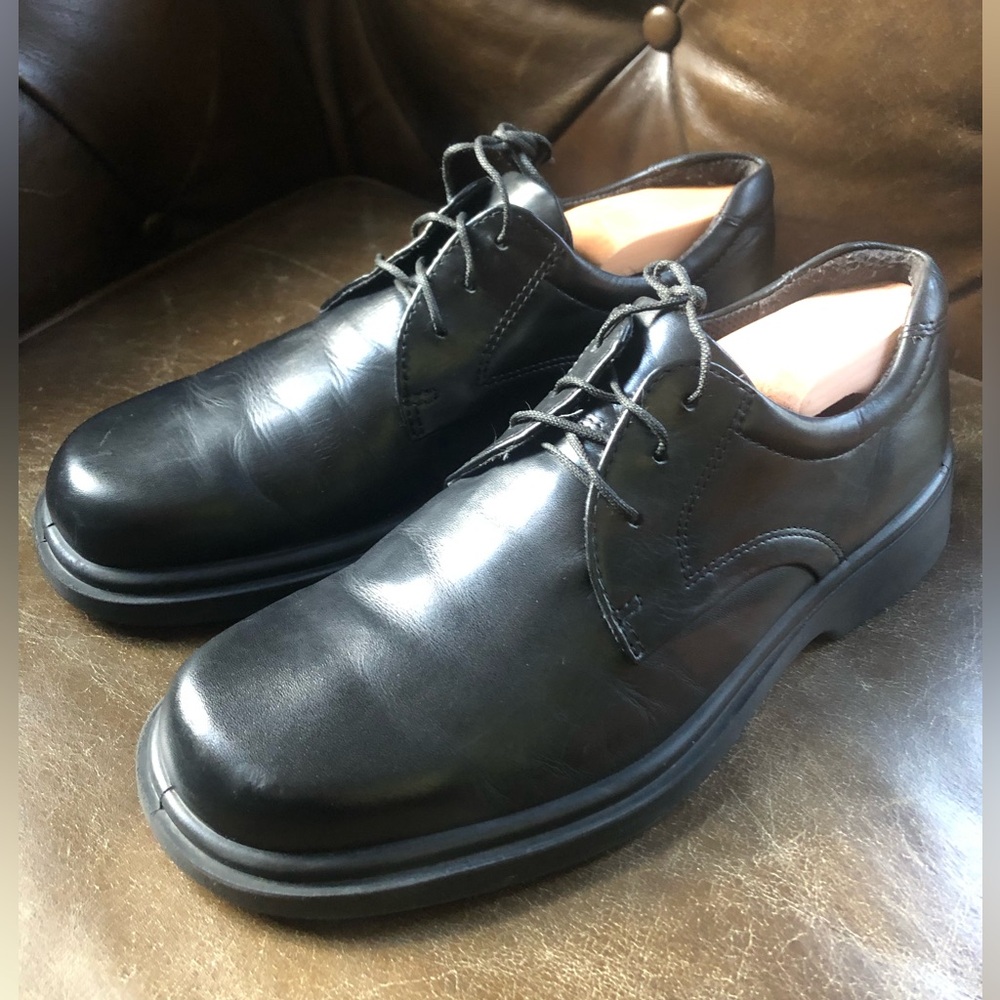 Ecco Men's Helsinki Black Leather Oxfords Size UK 40